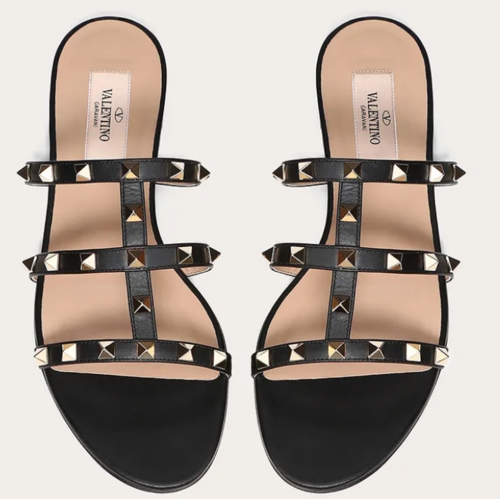 New Valentino Garavani ROCKSTUD FLAT SLIDE SANDAL